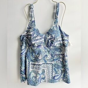 Raisins Curve Women’s Blue Trendy Plus Size Rimini Tankini Top Size 20W